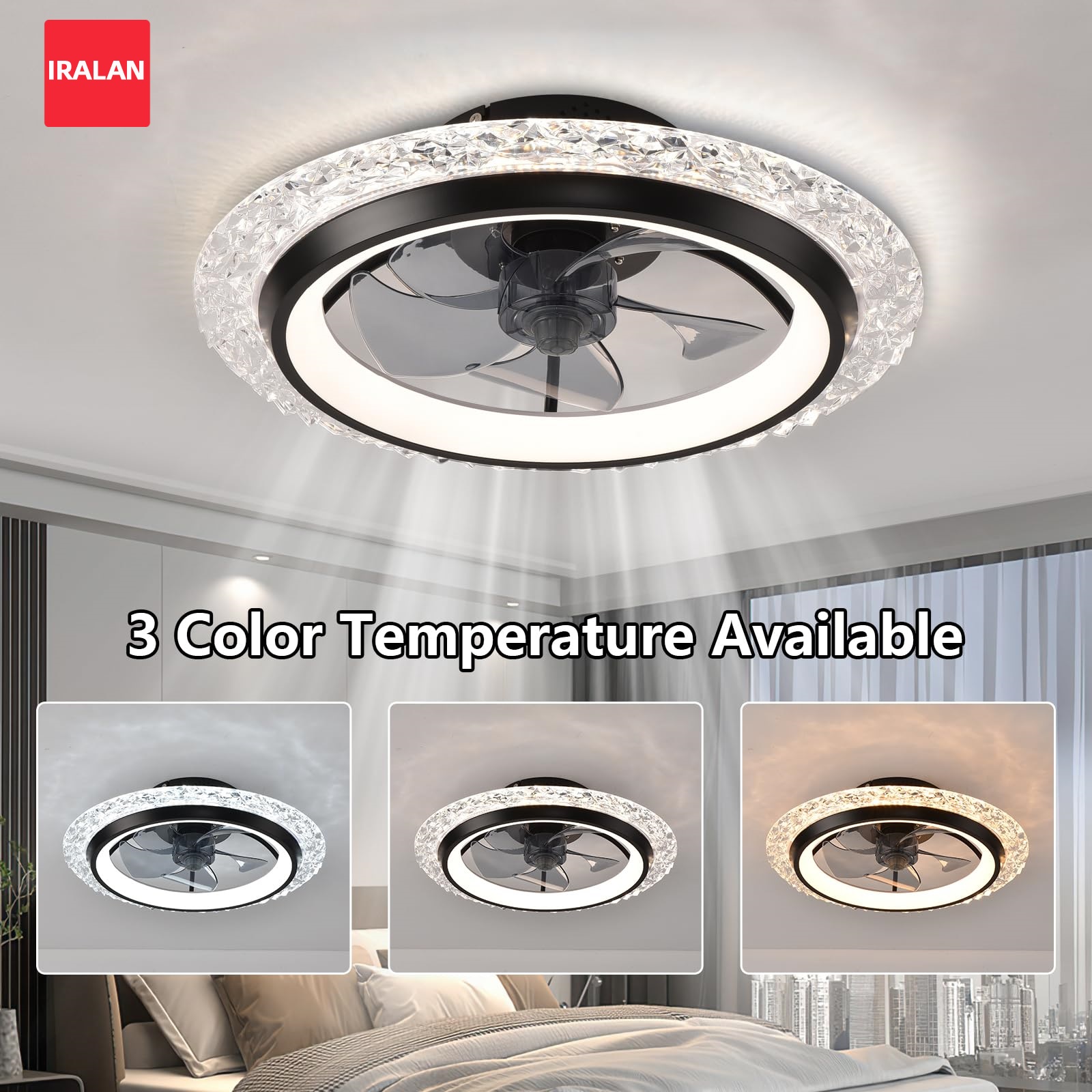 Smart Ceiling Fan - IRALAN Ceiling Fan with Light Cool