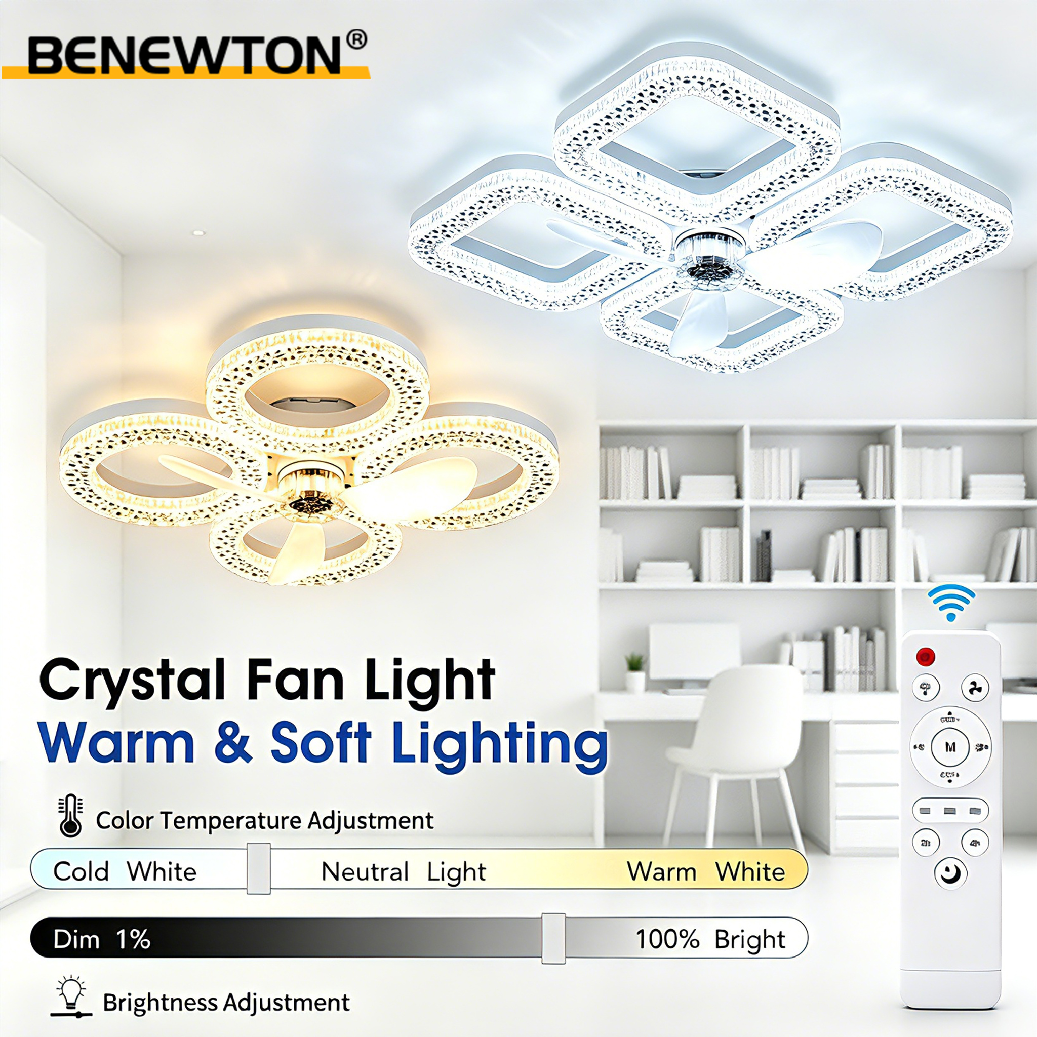 Smart Ceiling Fan - Modern Ceiling Fan with Light Low