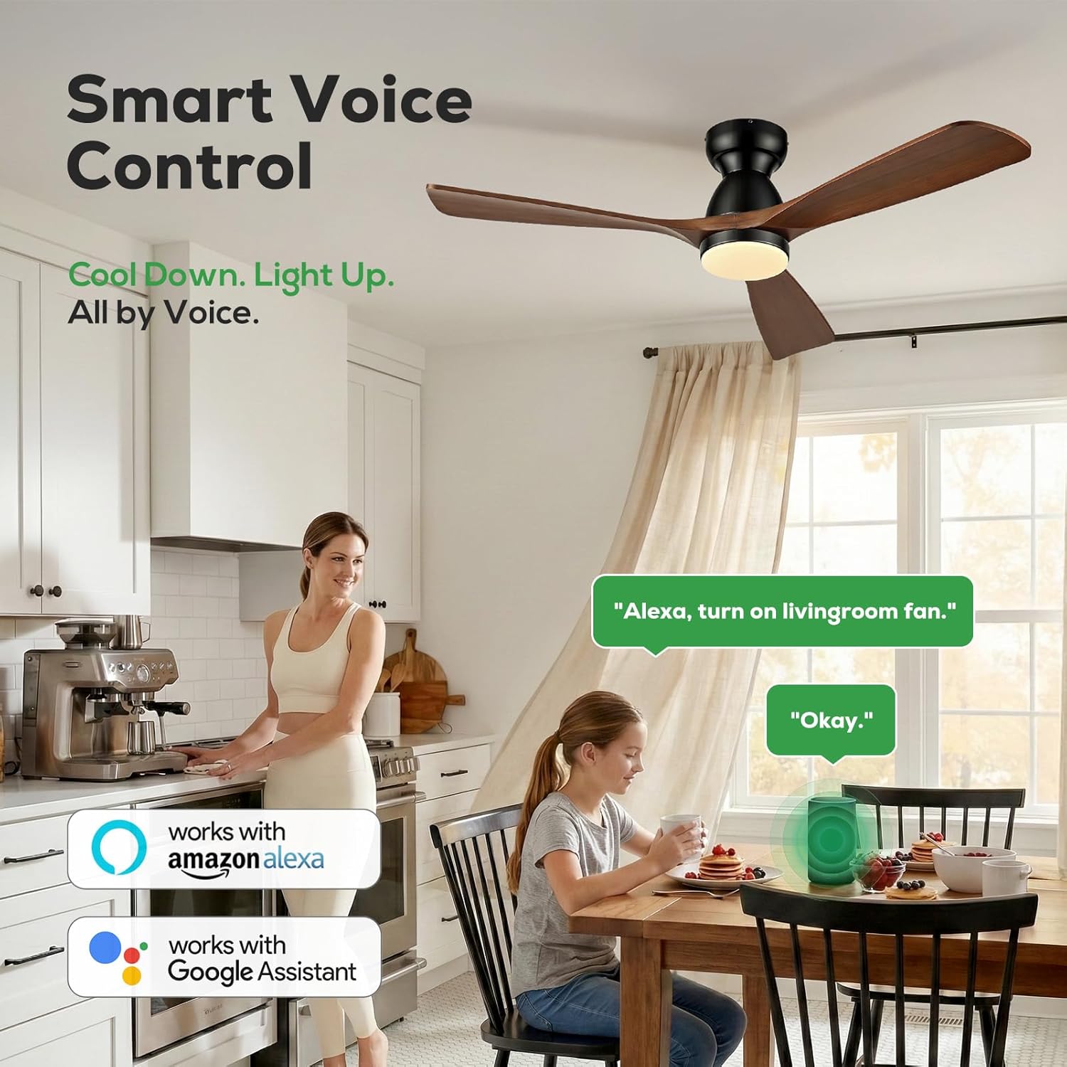 52in Smart Flush Mount Ceiling - Smart Ceiling Fan avis et prix