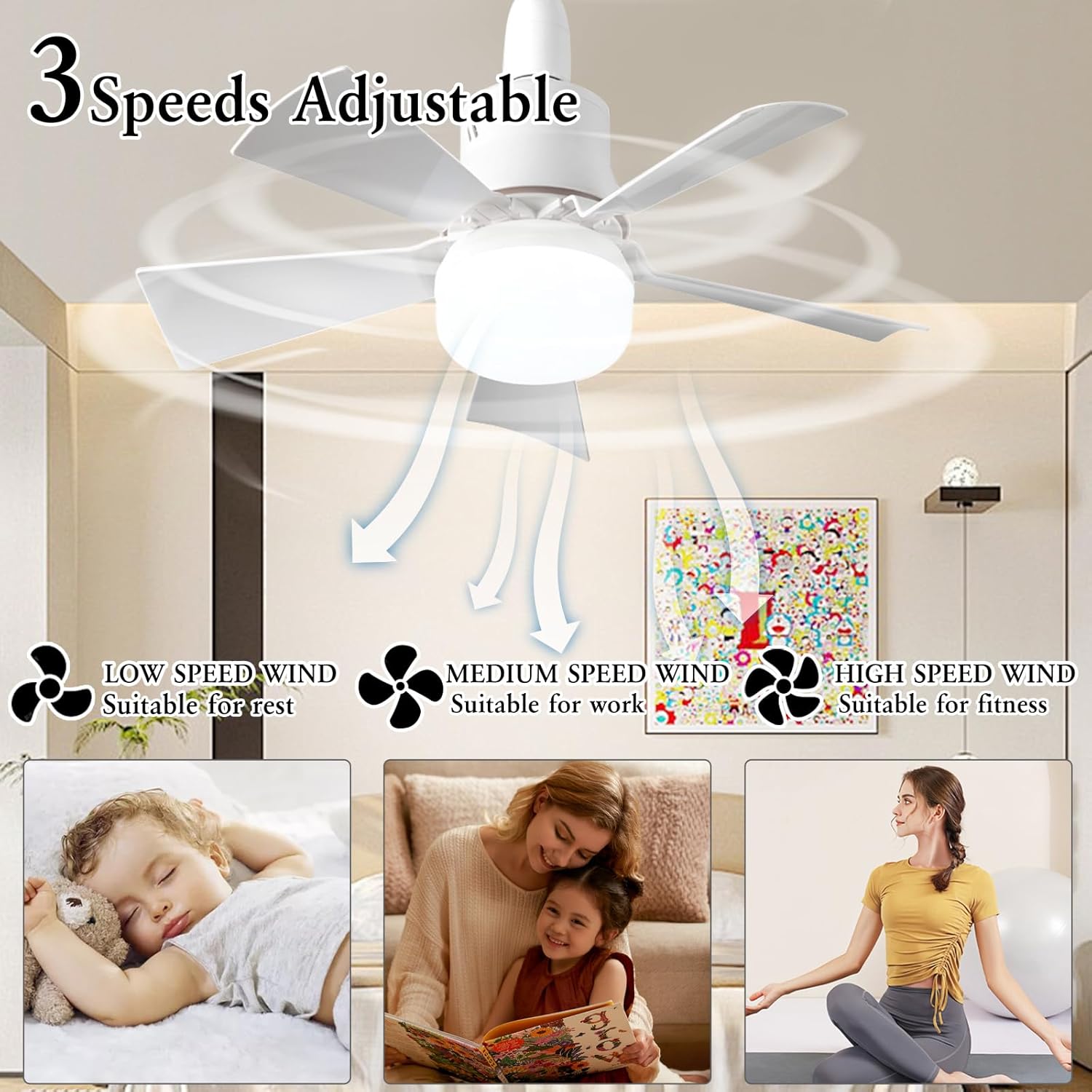 LED Ceiling Fan With Light E27 - Smart Ceiling Fan avis et prix