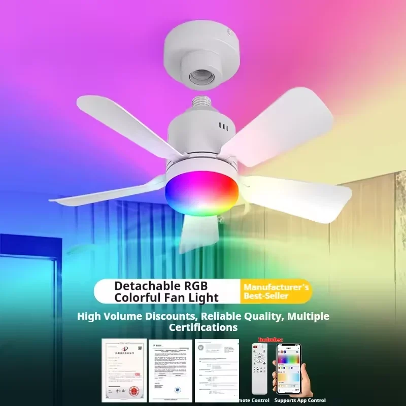 RGB LED Ceiling Fan Lamps E27  - Smart Ceiling Fan avis et prix