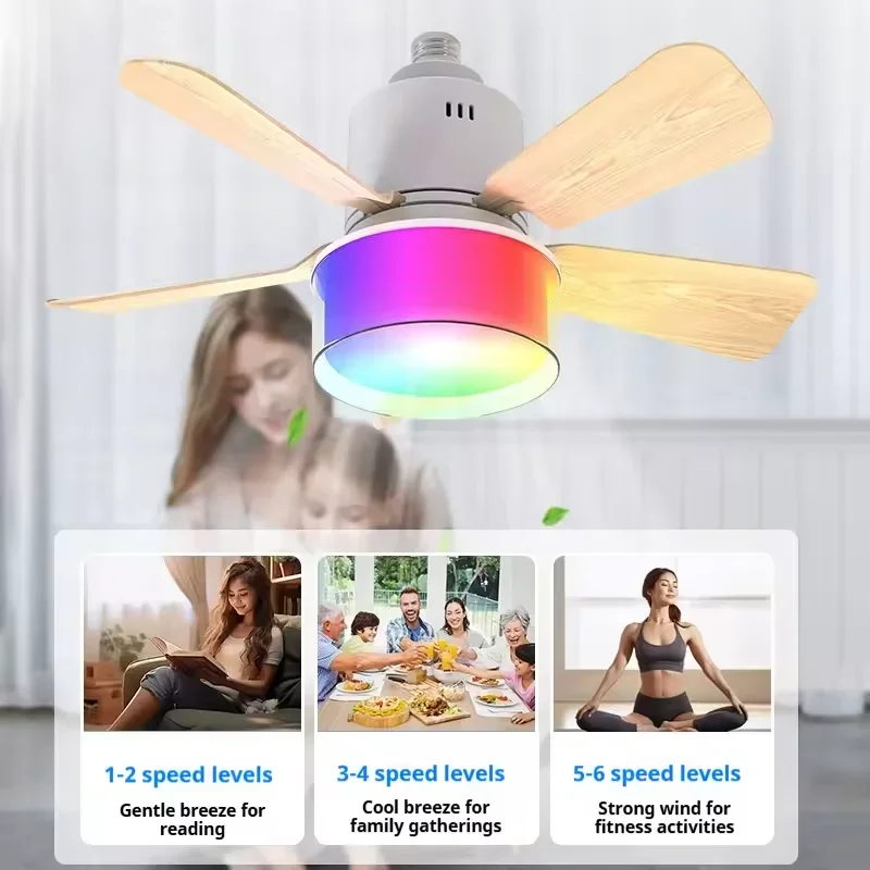 RGB LED Ceiling Fan Lamps E27  - Smart Ceiling Fan avis et prix