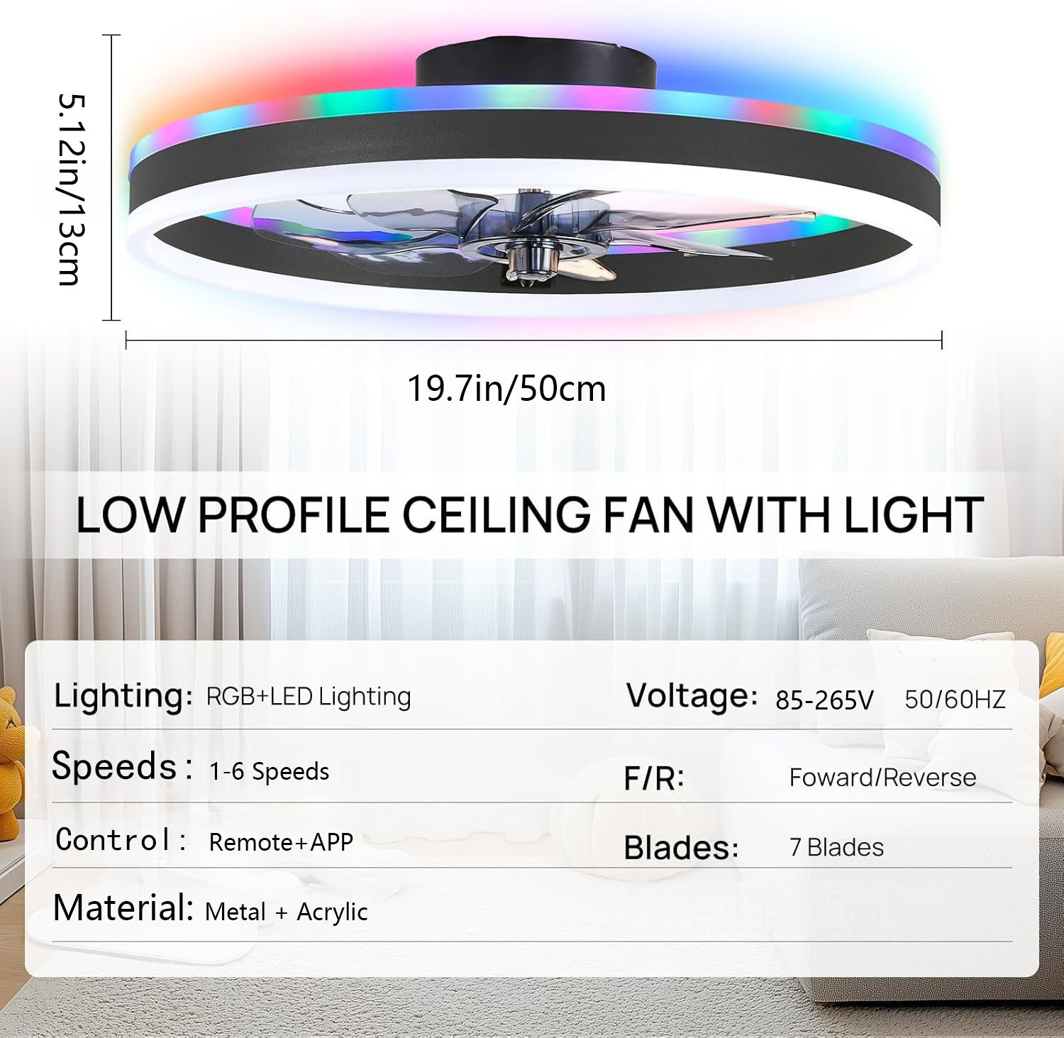 RGB Smart Ceiling Fan Light 6- - Smart Ceiling Fan avis et prix