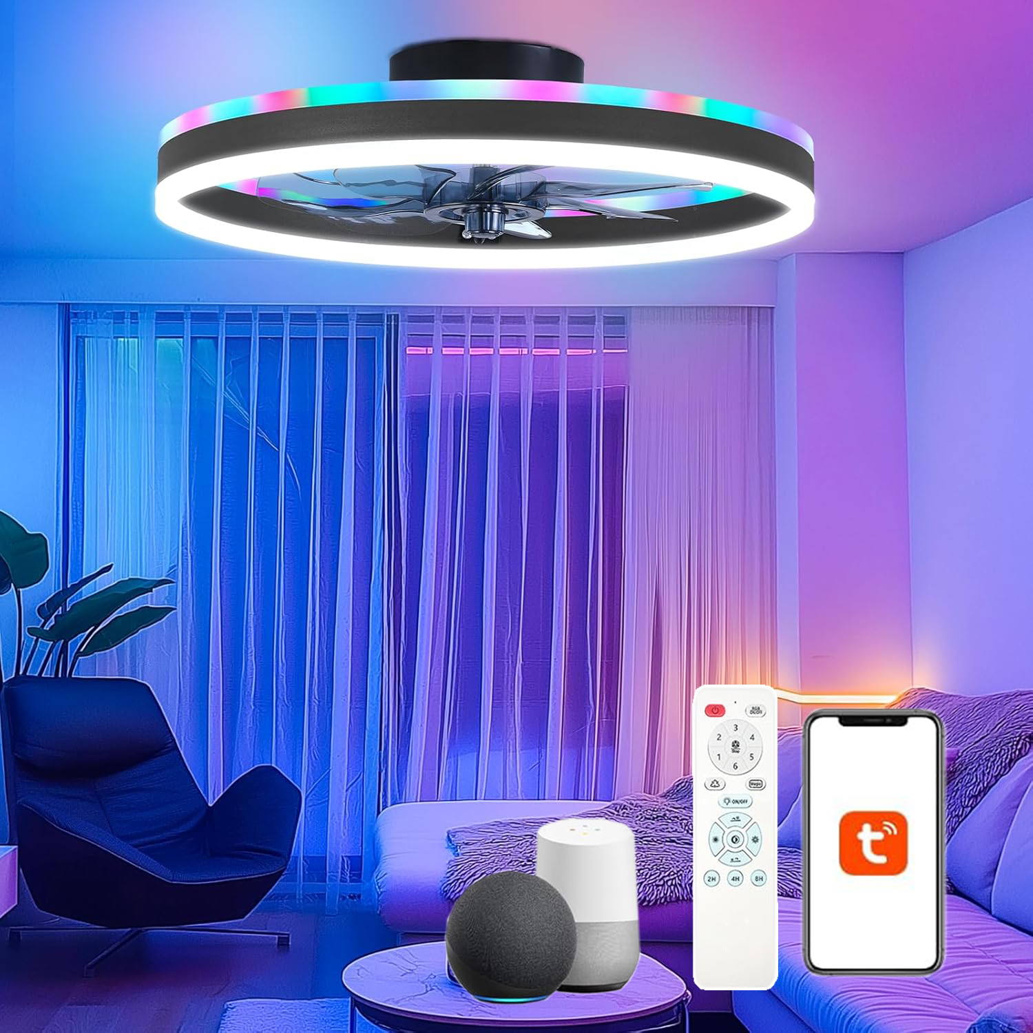RGB Smart Ceiling Fan Light 6- - Smart Ceiling Fan avis et prix